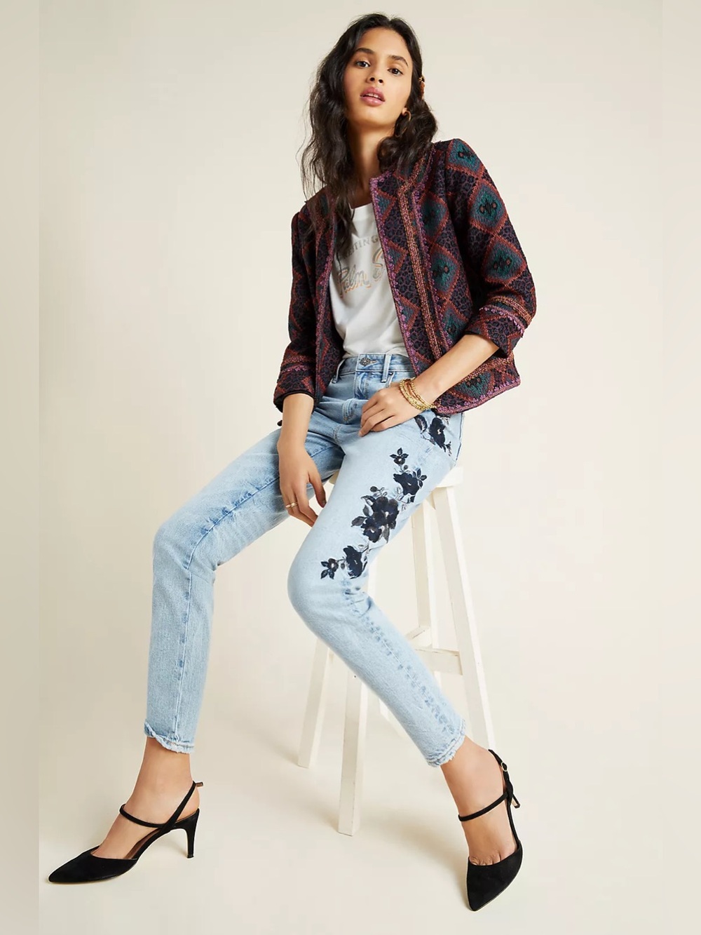 Driftwood High-Rise
Embroidered Slim Jeans